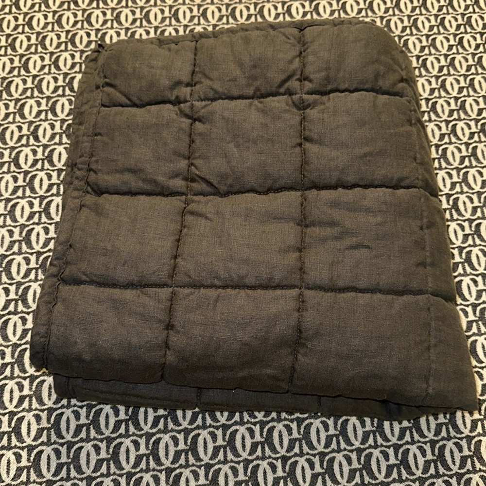 Quince European Linen Quilted Euro Sham Charcoal 5⭐Customer Reviews 26x26 - Picture 6 of 7